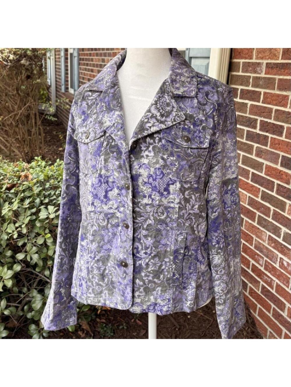Christopher & Banks Women's Floral Pattern Cotton Spandex Jacket Medium
